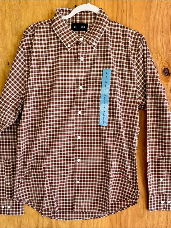 Bonobos Other - NWT Bonobos Men’s Large Brown White Check Plaid Button Down Shirt Long Sleeve